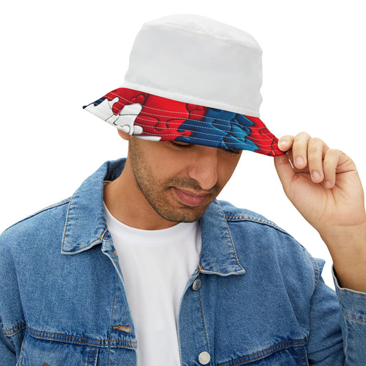 Patriotic Autism Bucket Hat, a stylish and meaningful accessory perfect for showing support and spreading awareness. Featuring patriotic colors and a subtle autism awareness ribbon design, this bucket hat combines fashion with advocacy. Shield your head from the sun while making a statement of inclusivity and acceptance with this unique and eye-catching hat.