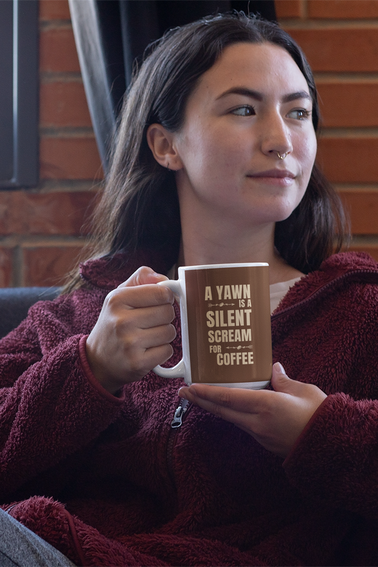 White ceramic coffee mug with a comfortable handle, featuring a bold, inspiring design and the phrase 'Be Yourself' in stylish black lettering. Perfect for enjoying your favorite hot beverages while expressing your individuality.